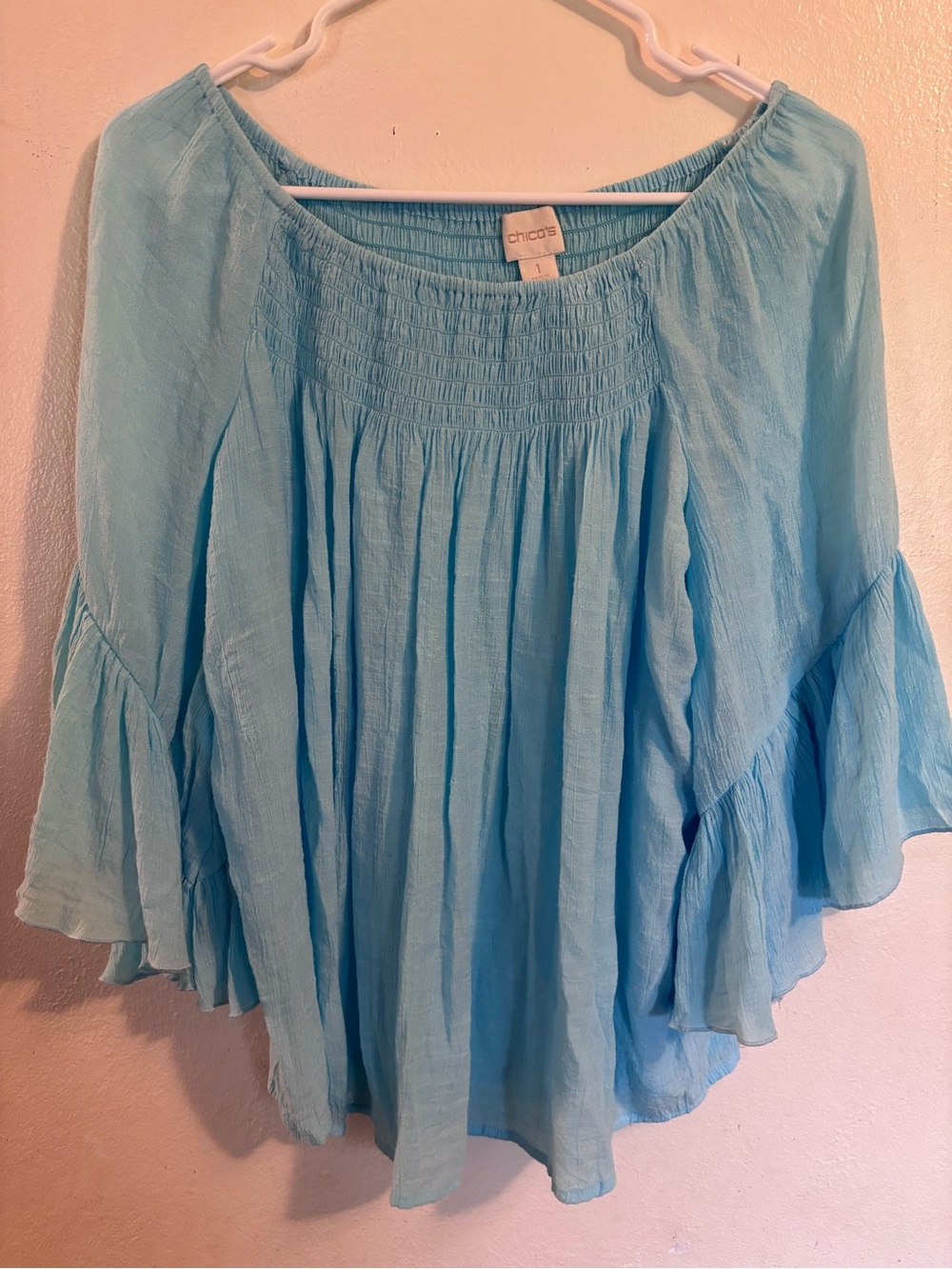 Chico's Light Blue Smocked Top